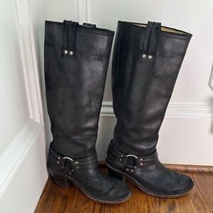 Frye Black Leather Knee-High Boots